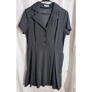 LA Soul - Short Sleeve Dress - Size L - Black & White Polka Dot - Pockets!